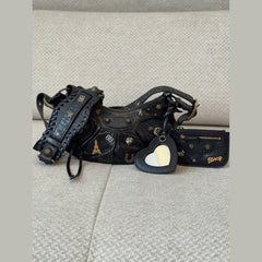 Balenciaga Le Cagole XS Shoulder Bag in Black Arena Lambskin with Charms
