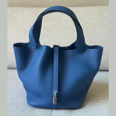 Hermès Bleu Tie Picotin 22 with Palladium Hardware - Stamp K