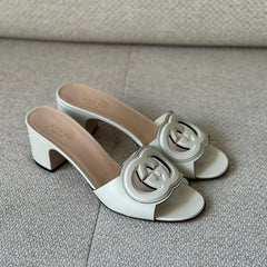 Gucci Ivory Interlocking G Mules - Size 39
