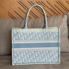 Christian Dior Baby Blue Medium Oblique Book Tote with Entrupy Certificate