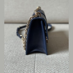 Christian Dior 30 Montaigne Bag in Navy Blue Grained Calfskin