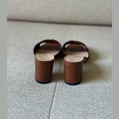 Gucci Brown Leather Interlocking G Mules - Size 39