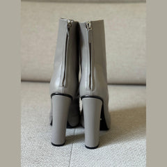 Gucci Grey Leather Horsebit Boots - Size 38.5