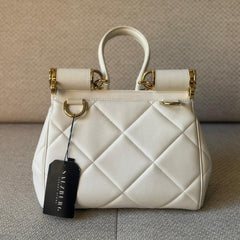 Dolce & Gabbana White 90's Aria Top Handle Bag with Strap