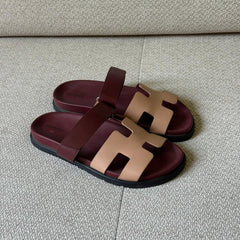 Hermès Rouge H & Beige Chypre Sandals - Size 39