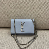 Saint Laurent Blue Grained Leather Kate Crossbody
