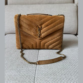 Saint Laurent Tan Loulou Medium Suede Chain Bag