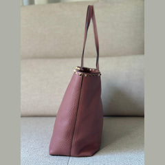 Valentino Rockstud Tote in Rosewood Leather