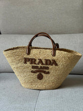 Prada Raffia and Leather Shopping Tote with Straps
