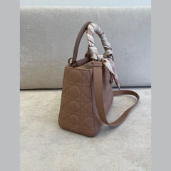 Christian Dior Medium Nude Lady Dior with Strap & Twilly