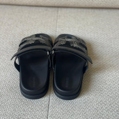 Hermès Chypre Black Calfskin Sandals “Panoplie Equestre” – Size 38