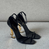 Saint Laurent Black Opyum Sandals - Size 38