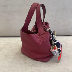 Hermès Ruby Red Picotin 18 Clemence Leather PHW with Twilly and Entrupy Certificate