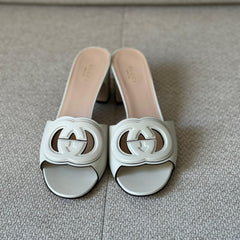 Gucci Ivory Interlocking G Mules - Size 39