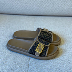 Fendi Feel Slides FF Logo Canvas Size 39