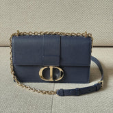 Christian Dior 30 Montaigne Bag in Navy Blue Grained Calfskin