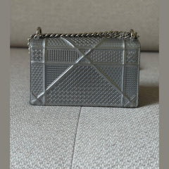 Christian Dior Microcannage Silver Diorama Shoulder Bag