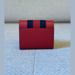 Gucci Calfskin Sylvie Wallet in Hibiscus Red