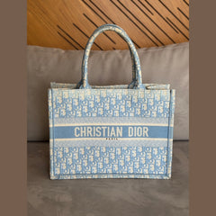 Christian Dior Baby Blue Medium Oblique Book Tote with Entrupy Certificate