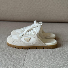 Prada White Trail Mesh and Suede Mules - Size 37.5