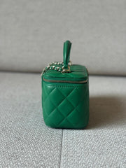 Chanel Green Quilted Vanity Case