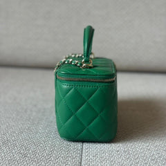 Chanel Green Quilted Vanity Case