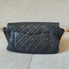 Chanel Reissue Messenger Flap Bag in Black Caviar Leather with Beige Leather Strap