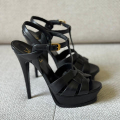 Saint Laurent Black Tribute Sandals - Size 37