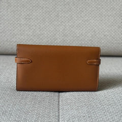 Hermès Gold Epsom Leather Kelly Wallet with Palladium Hardware