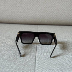 Miu Miu Black Square Sunglasses with Gold Logo Detail