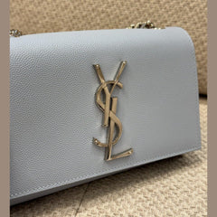 Saint Laurent Blue Grained Leather Kate Crossbody