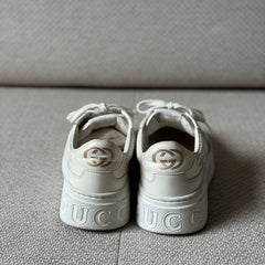 Gucci White GG Embossed Leather Sneakers - Size 37.5