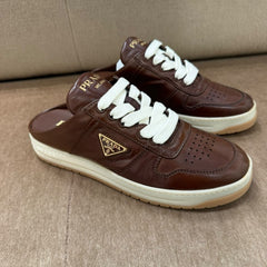 Prada Brown Leather Backless Sneakers - Size 37