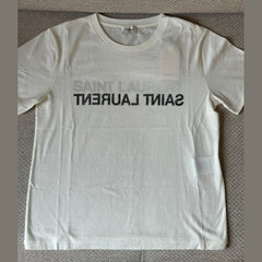 Saint Laurent White Reverse Logo T-Shirt - Size S