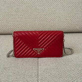 Prada Diagramme Red Quilted Wallet on Chain