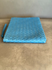 Bottega Veneta Blue Intrecciato Leather Clutch