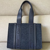 Chloé Navy Blue Woody Wool Tote