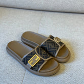 Fendi Feel Slides FF Logo Canvas Size 39