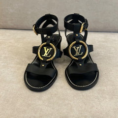 Louis Vuitton Faro Sandals in Black Leather - Size 36.5