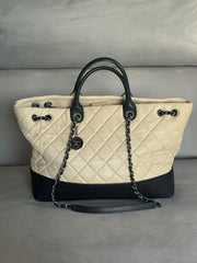 Chanel Gabrielle Beige & Black Quilted Tote & Shoulder Bag