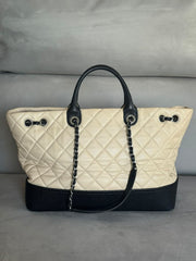Chanel Gabrielle Beige & Black Quilted Tote & Shoulder Bag