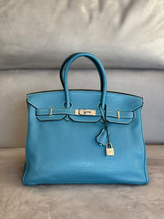 Hermès Birkin 35 Bleu Jean | Palladium Hardware | Square O Stamp (2011)