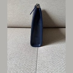 Chanel Navy Blue O Case Quilted Clutch