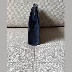 Chanel Navy Blue O Case Quilted Clutch