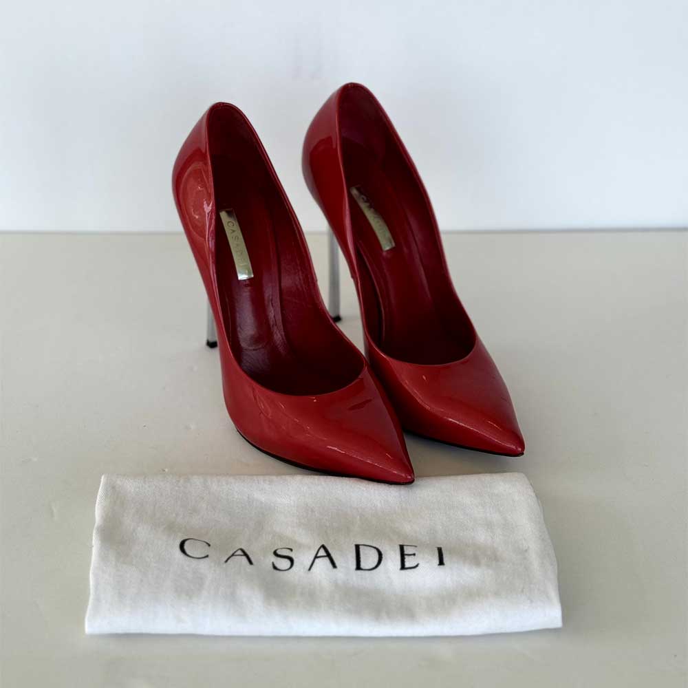 Red Patent Blade Pumps