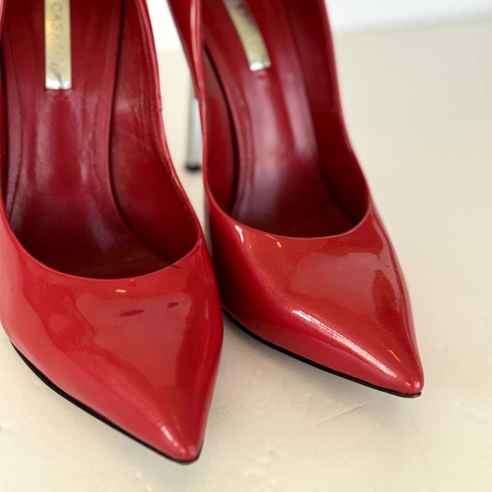 Red Patent Blade Pumps