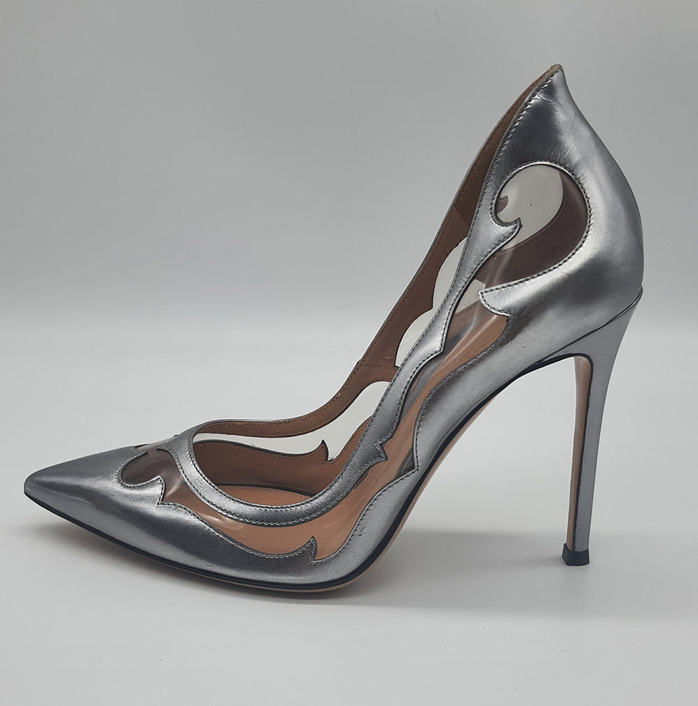Silver Cut Out PVC Pumps
