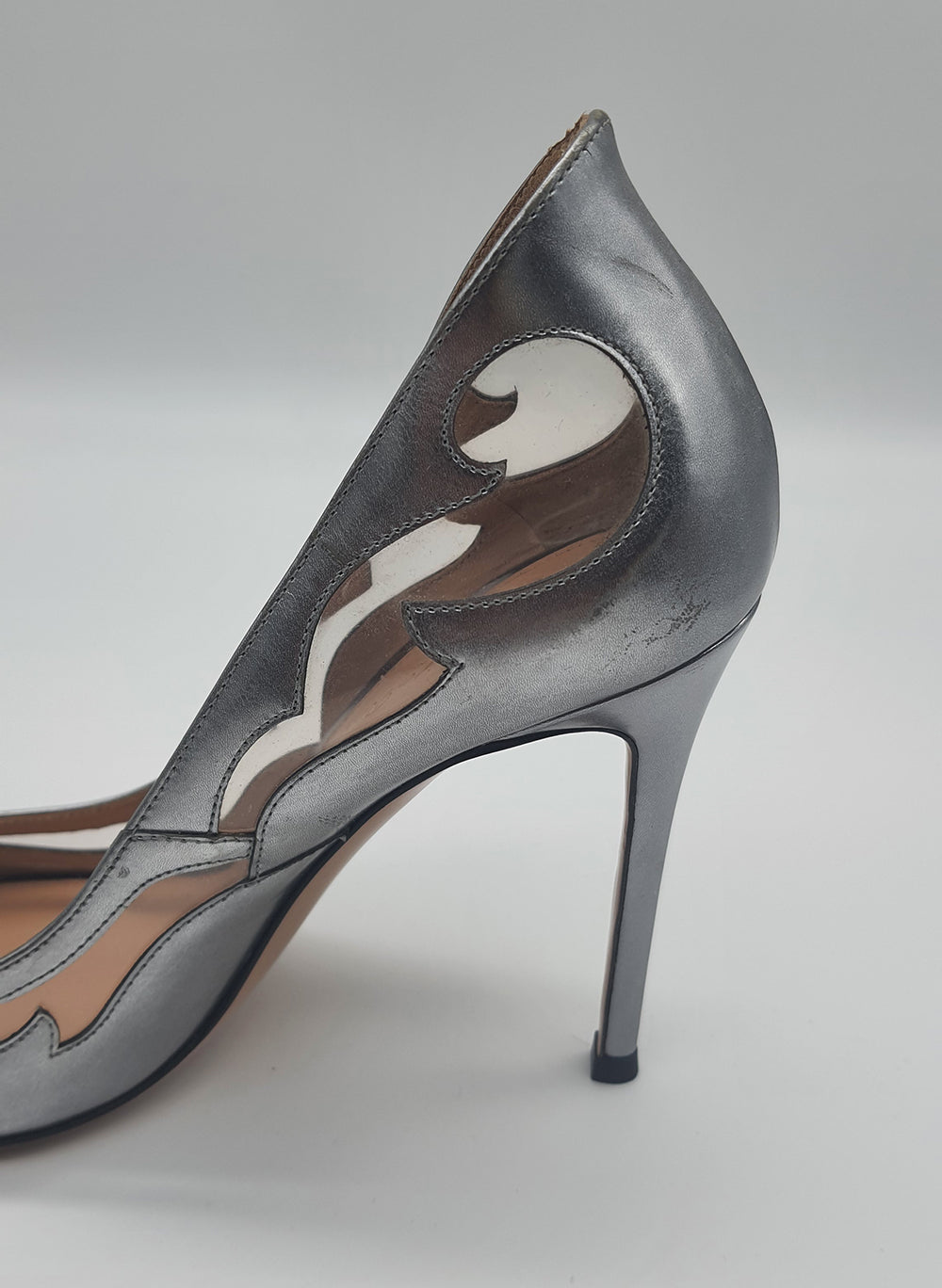 Silver Cut Out PVC Pumps