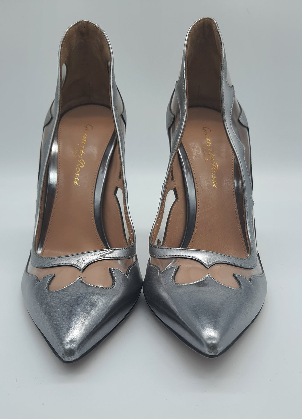 Silver Cut Out PVC Pumps
