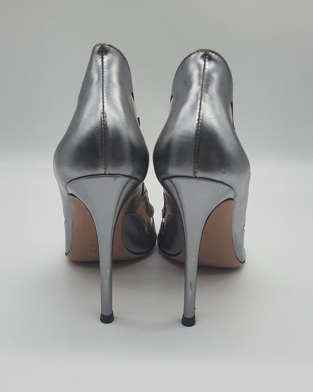 Silver Cut Out PVC Pumps